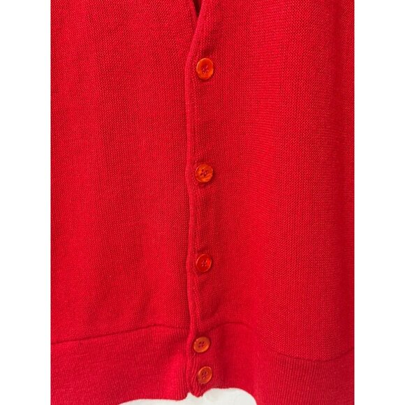 Vintage Christian Dior Men's Cardigan V-Neck Acrylic Red Retro Designer Size L - Picture 2 of 10